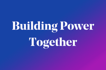Building Power Together words on blue background