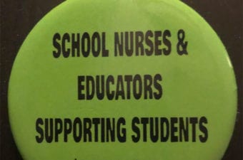 School nurses & Educators Supporting Students written on green button