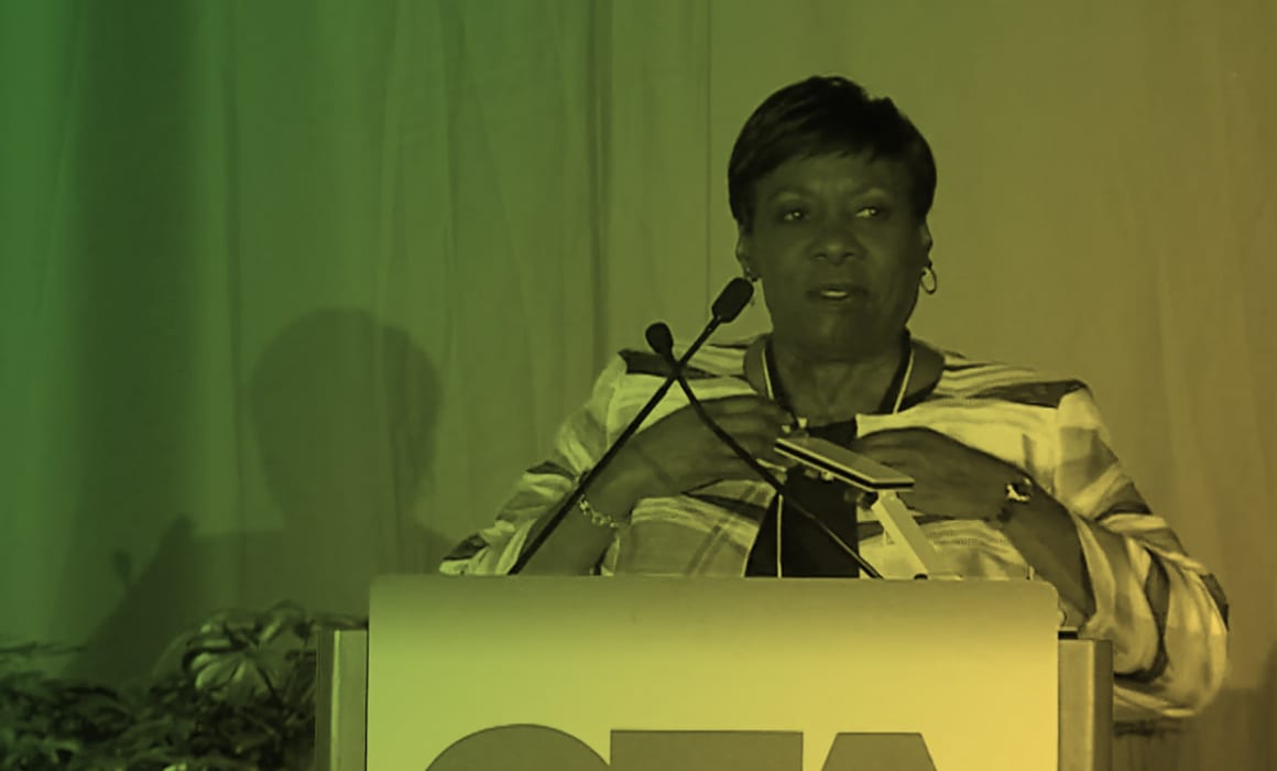 NEA Vice-president Becky Pringle speaks at the June 2019 CTA State Council of Education