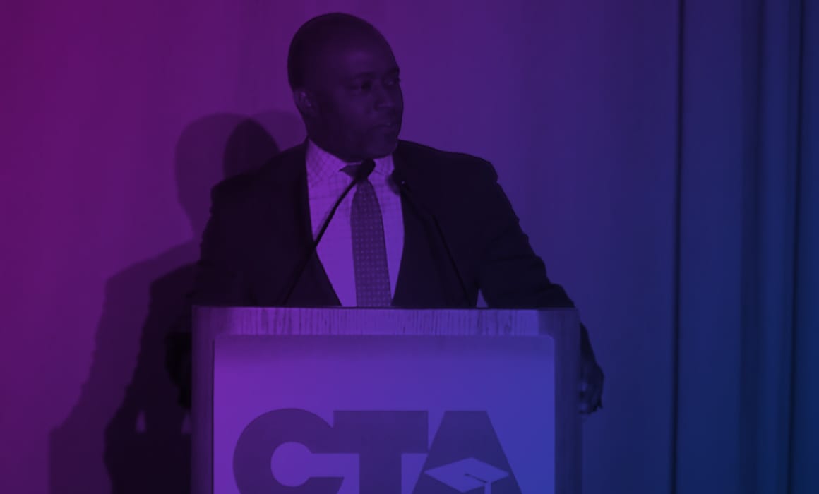 CA Superintendent of Public Instruction Tony Thurmond speaks at the 2019 CTA Presidents Conference.