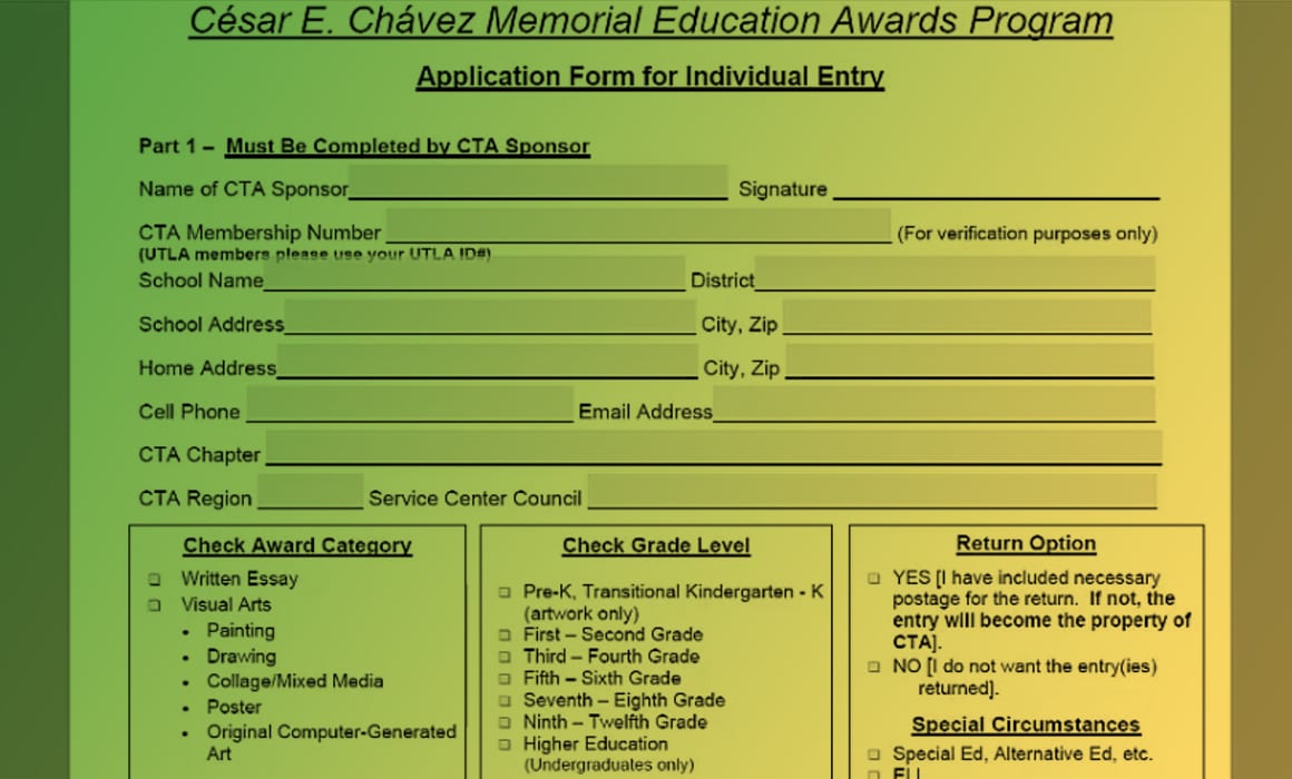 How to fill out the Cesar Chavez Awards application