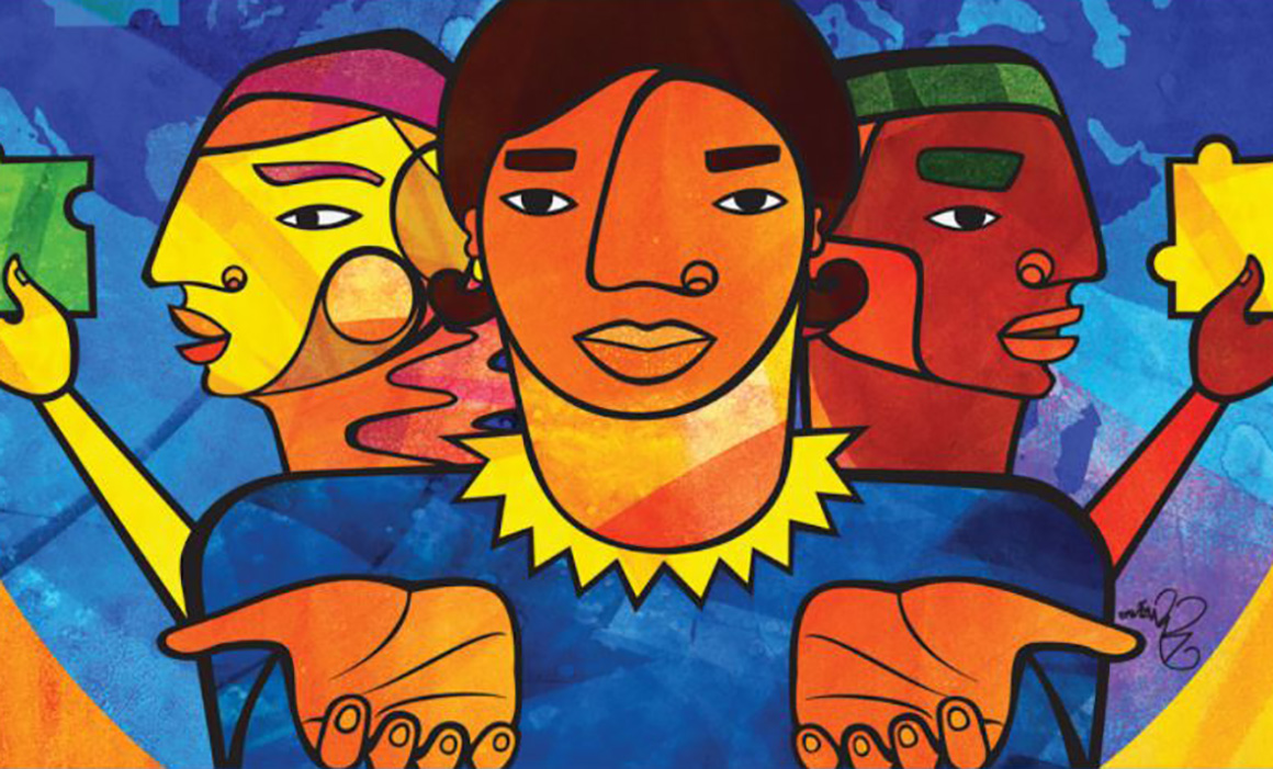 Colorful artwork of ethnically diverse people