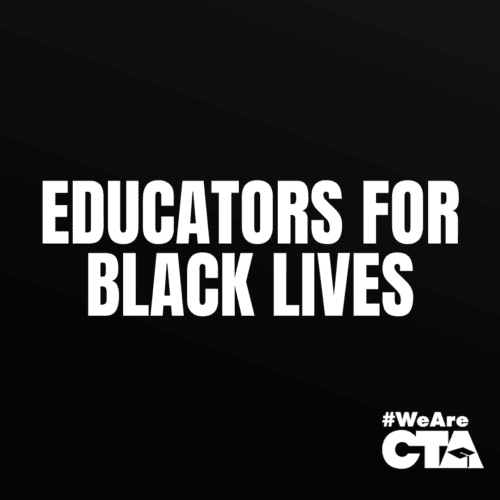 Educators for Black Lives in white font over black background.