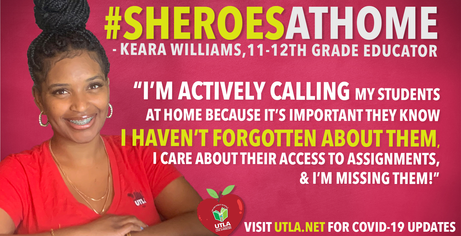 Meme calling Keara Williams a "she-ro" for calling her students