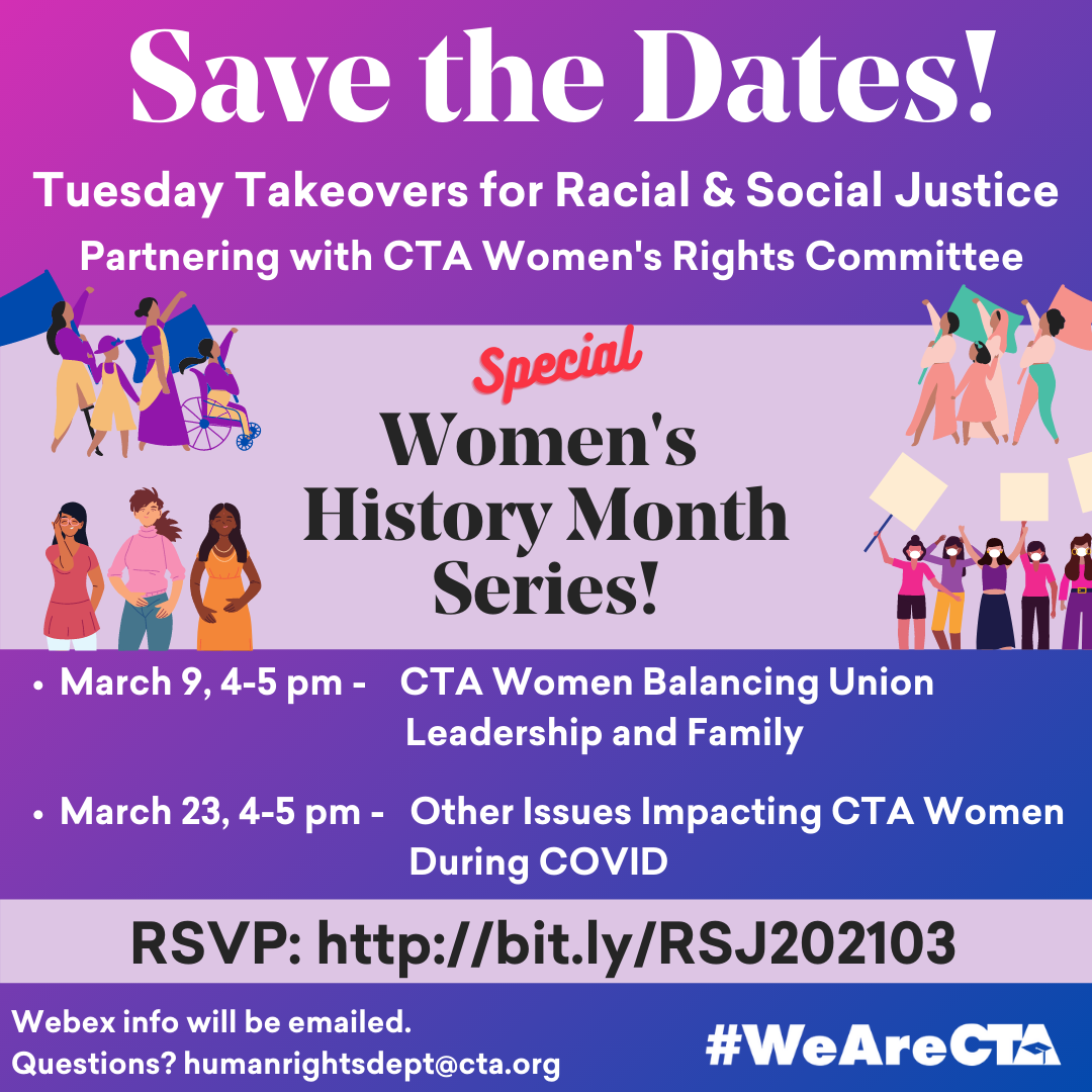 Tuesday Takeover for Racial & Social Justice | Partnering with CTA Women's Rights Committee