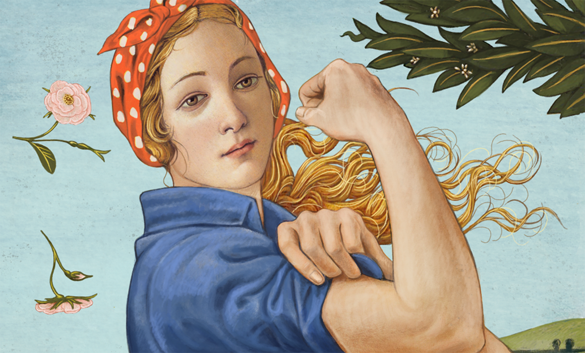 Rosie the Riveter in Botticelli's The Birth of Venus