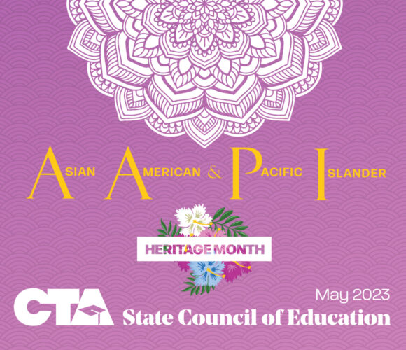 Lilac poster about Asian American and Pacific Islander heritage month