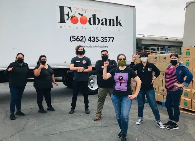 UTLA members with a food bank truck