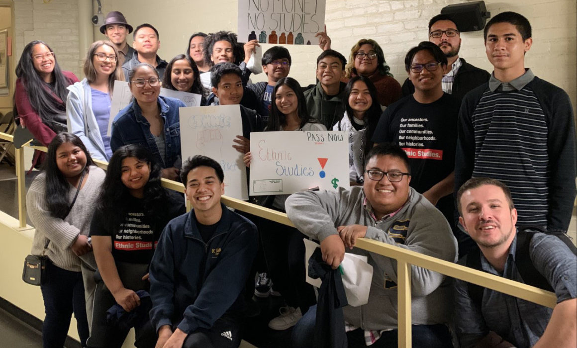 Large group of educators and students who support Stockton's ethnic studies program