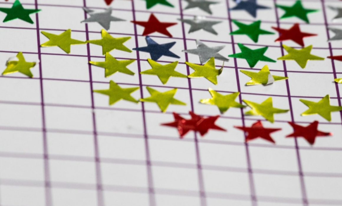 Stock photo of a grading chart with stars