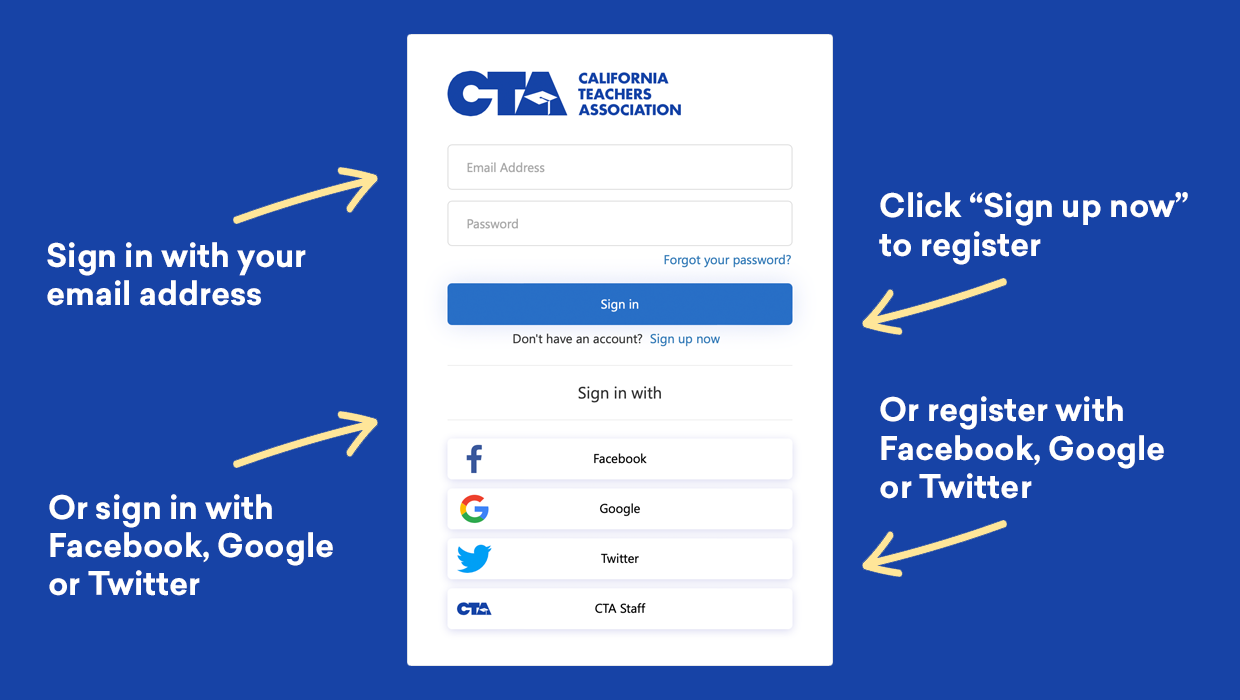 Instructions on signing in to new cta.org login system