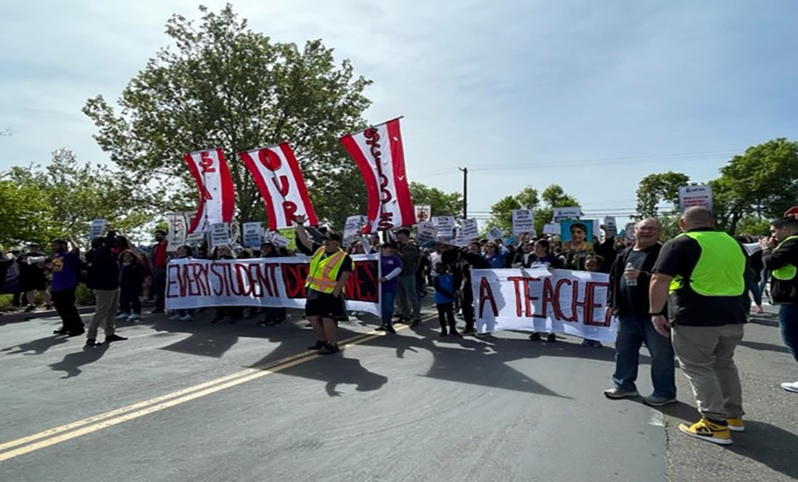 Educators march during the Sac City Teachers Strike