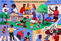Illustration of teachers inspiring communities and future generations.