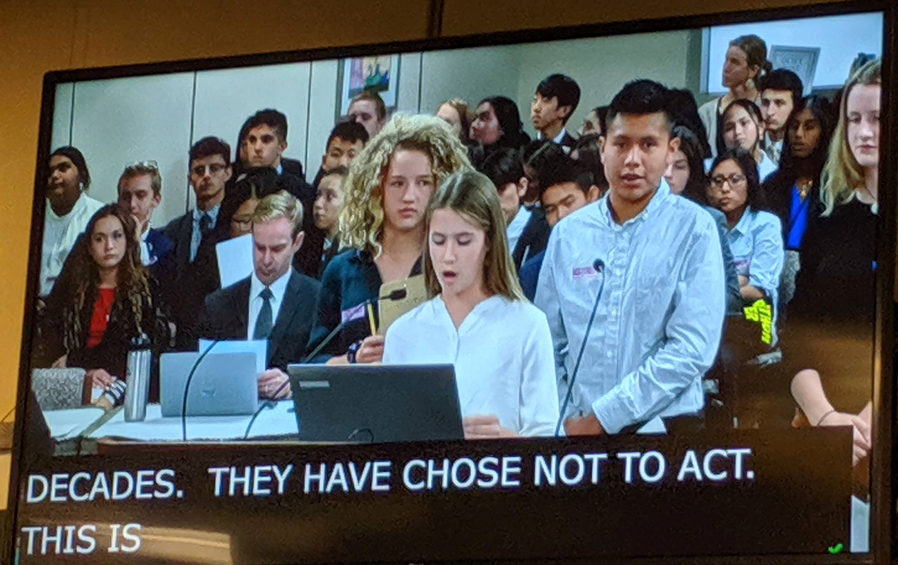 Students speaking to State Board of Education