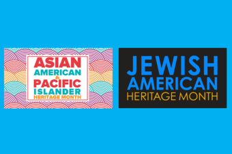 Graphic with banners for AAPI Heritage Month and Jewish American Heritage Month