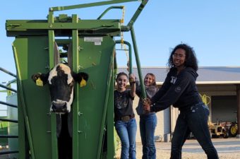 students at a farm