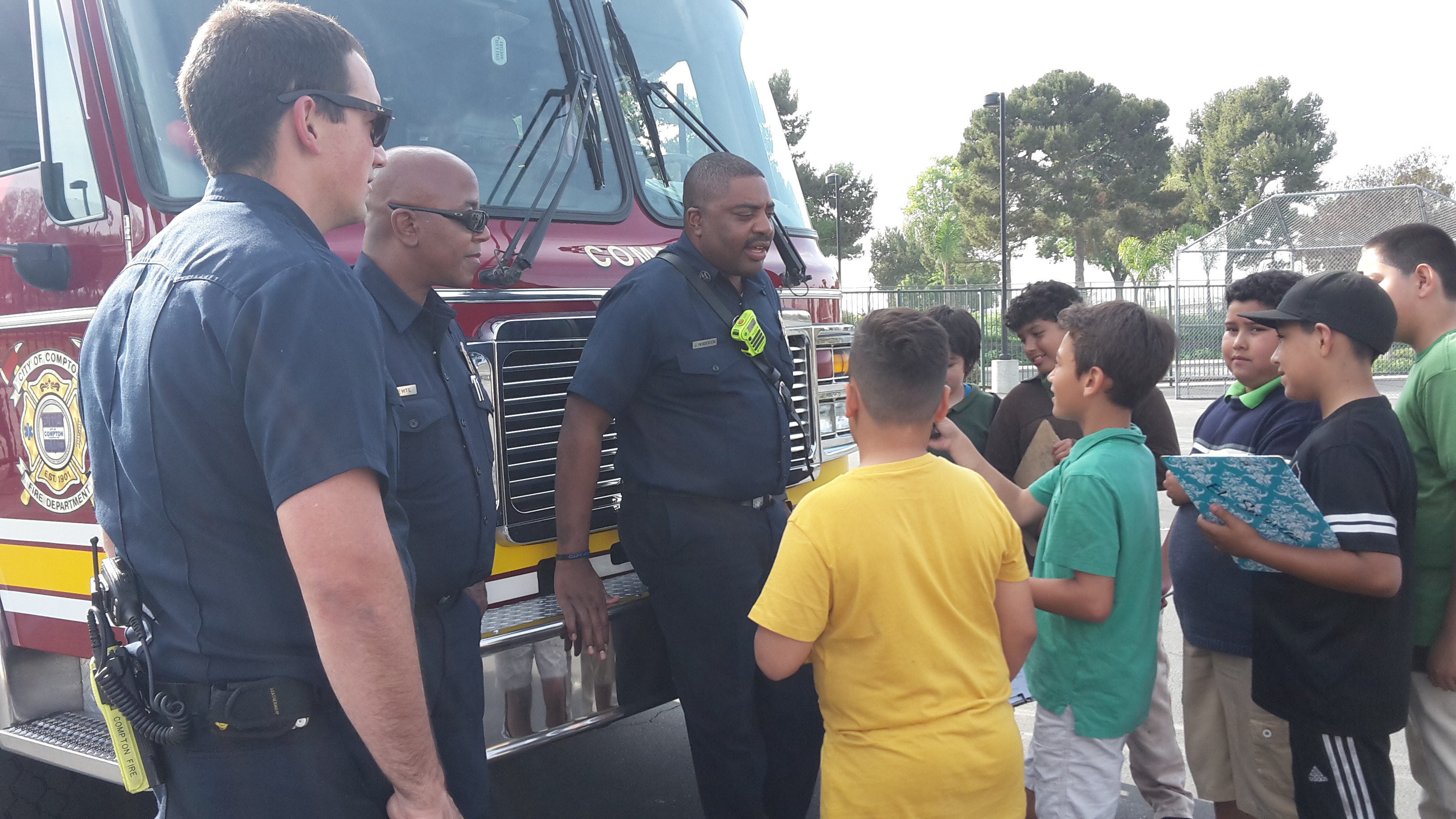 Innov De Garza Compton Fire Department interview with students