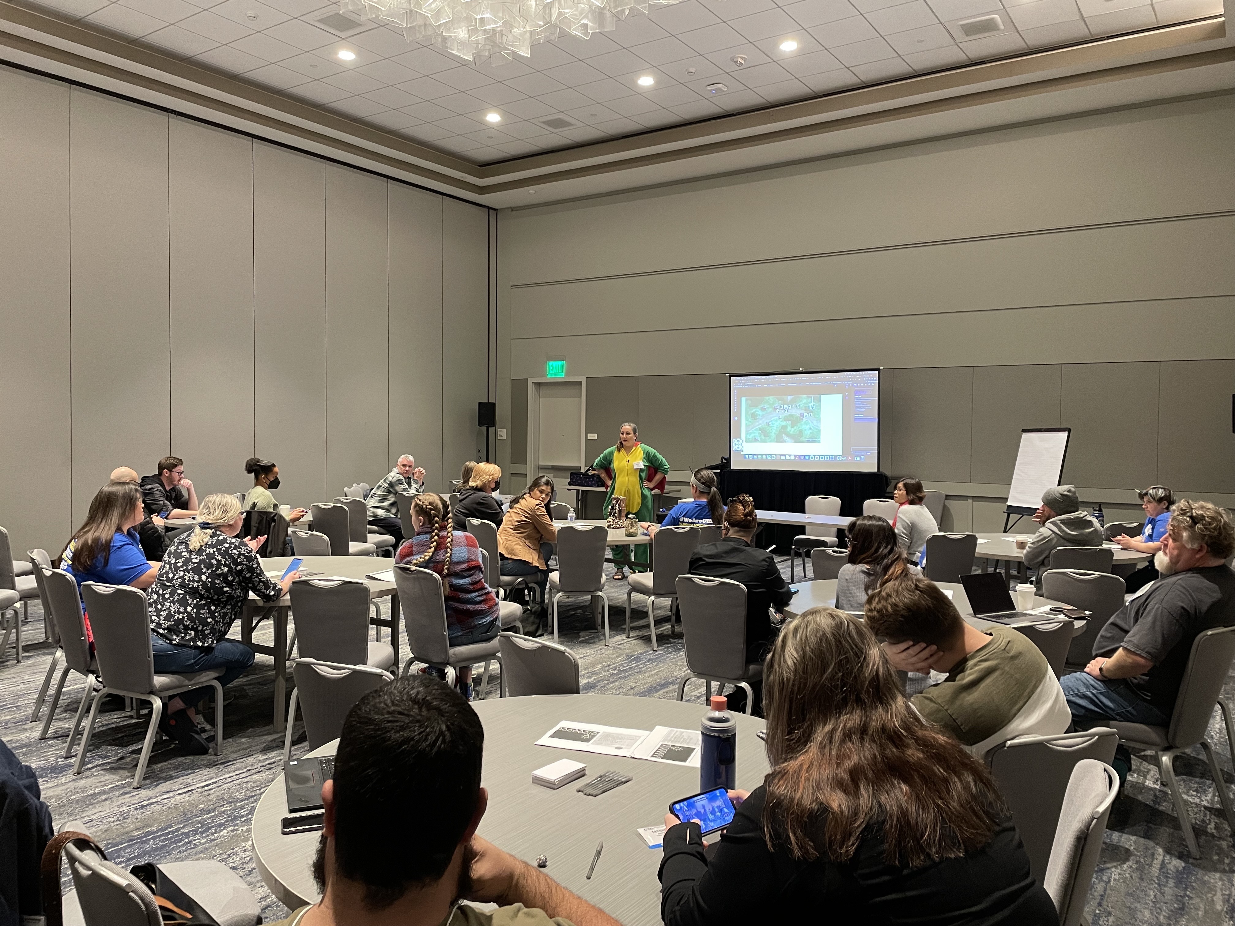 A full room on Sunday morning for Stephanie Marple's session of using D&D in the classroom.