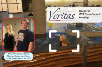 Project Veritas operatives Christian Hartsock and a friend at CTA State Council on January 27 through 29, 2023.
