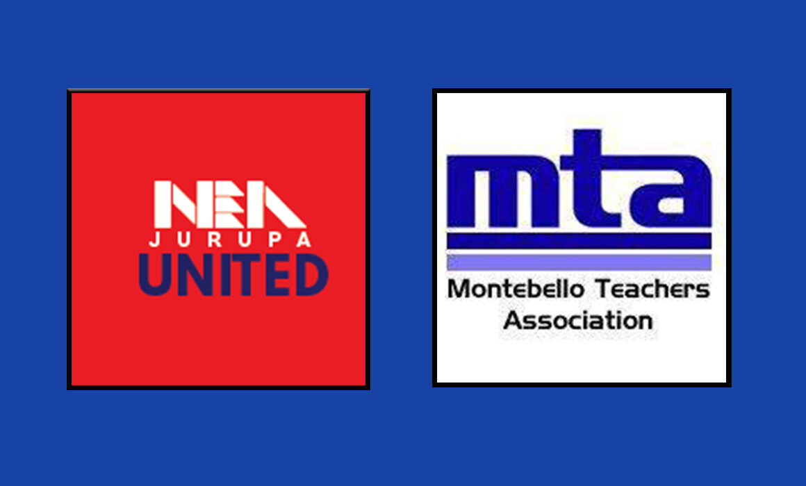 An image of the NEA-Jurupa and Montebello Teachers Association logos side-by-side.