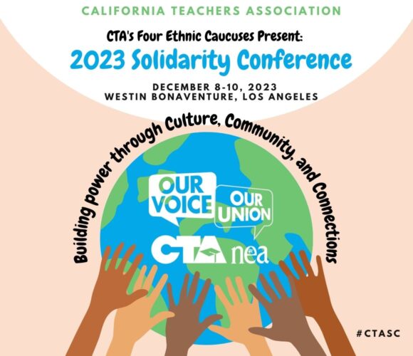 Graphic titled 2023 Solidarity Conference December 8-10, 2023 at the Westin Bonaventure hotel in Los Angeles.
