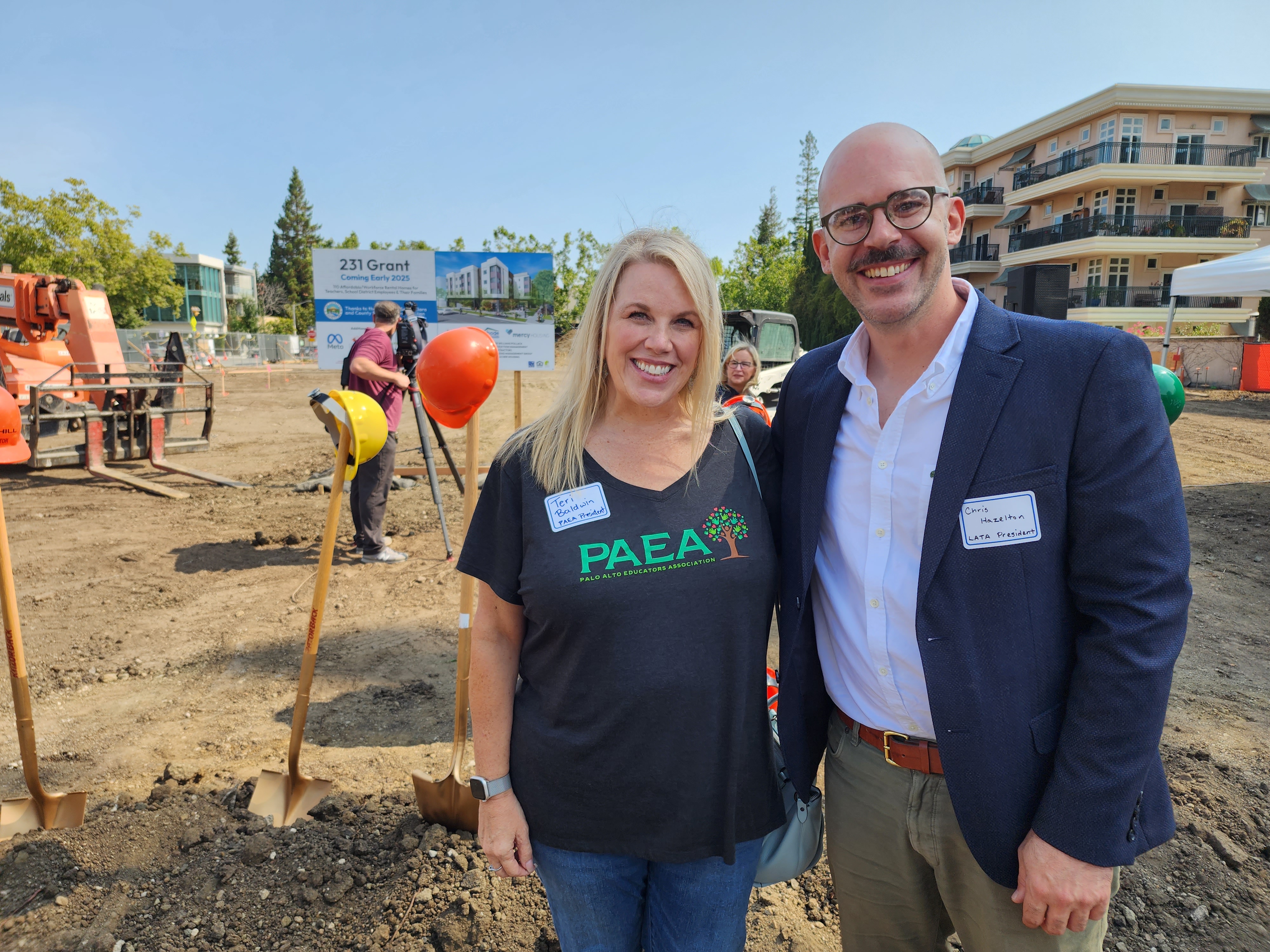 Palo Alto Education Association PresidentTeri Baldwin and Los Altos Teachers Association President Chris Hazelton.