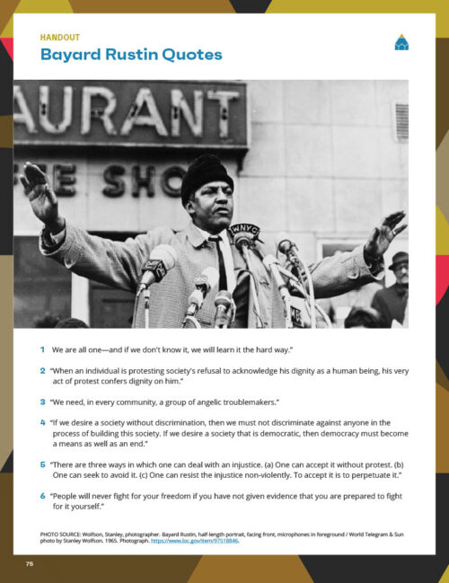 Image of Bayard Rustin quotes to celebrate Black History Month