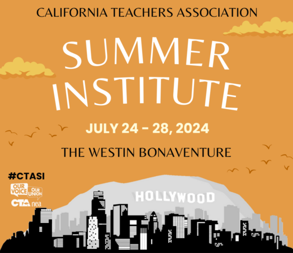 Summer Institute 2024 graphic with LA city scape in the background.