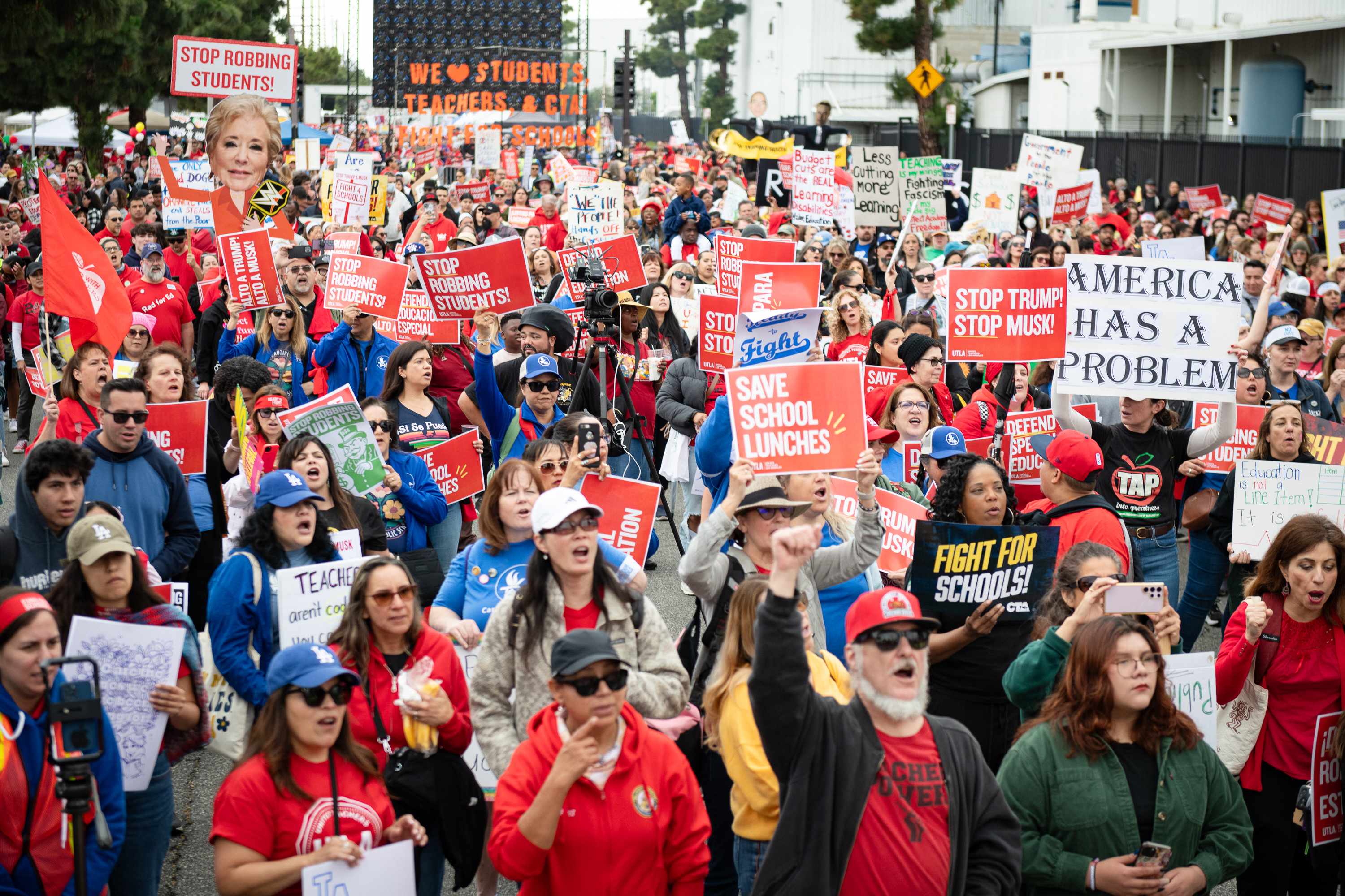 The massive LA rally was held outside of SpaceX headquarters in Hawthorne.