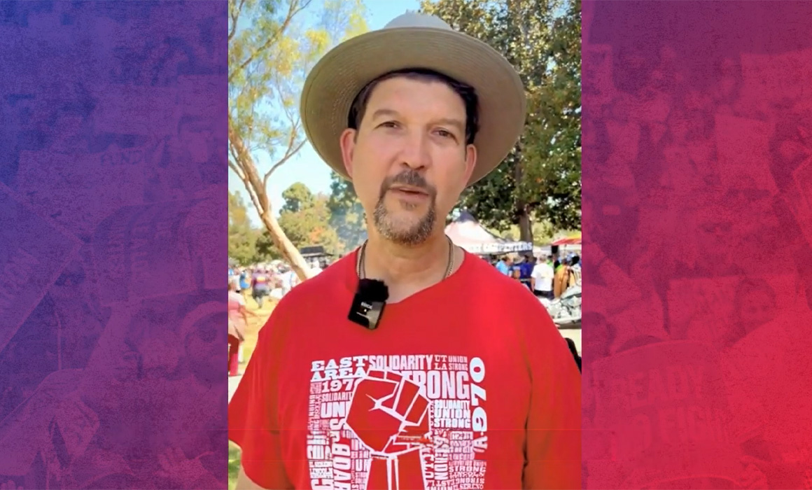Image of CTA President David Goldberg at the Wilmingot CA Labor Day 2025 Rally.