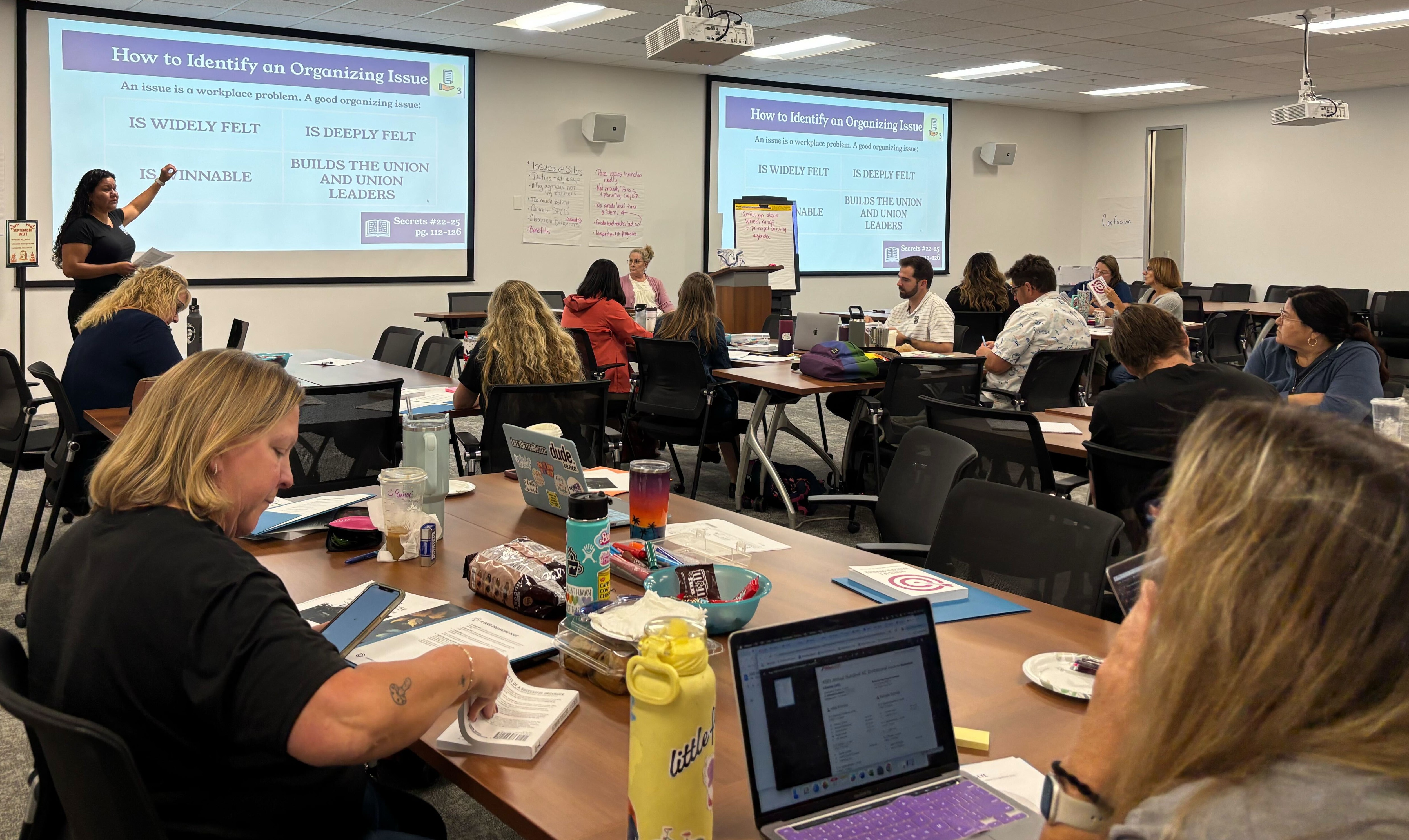 EEEA member leaders trained 30 members of their bargaining team in how to engage members and move them to activism. 