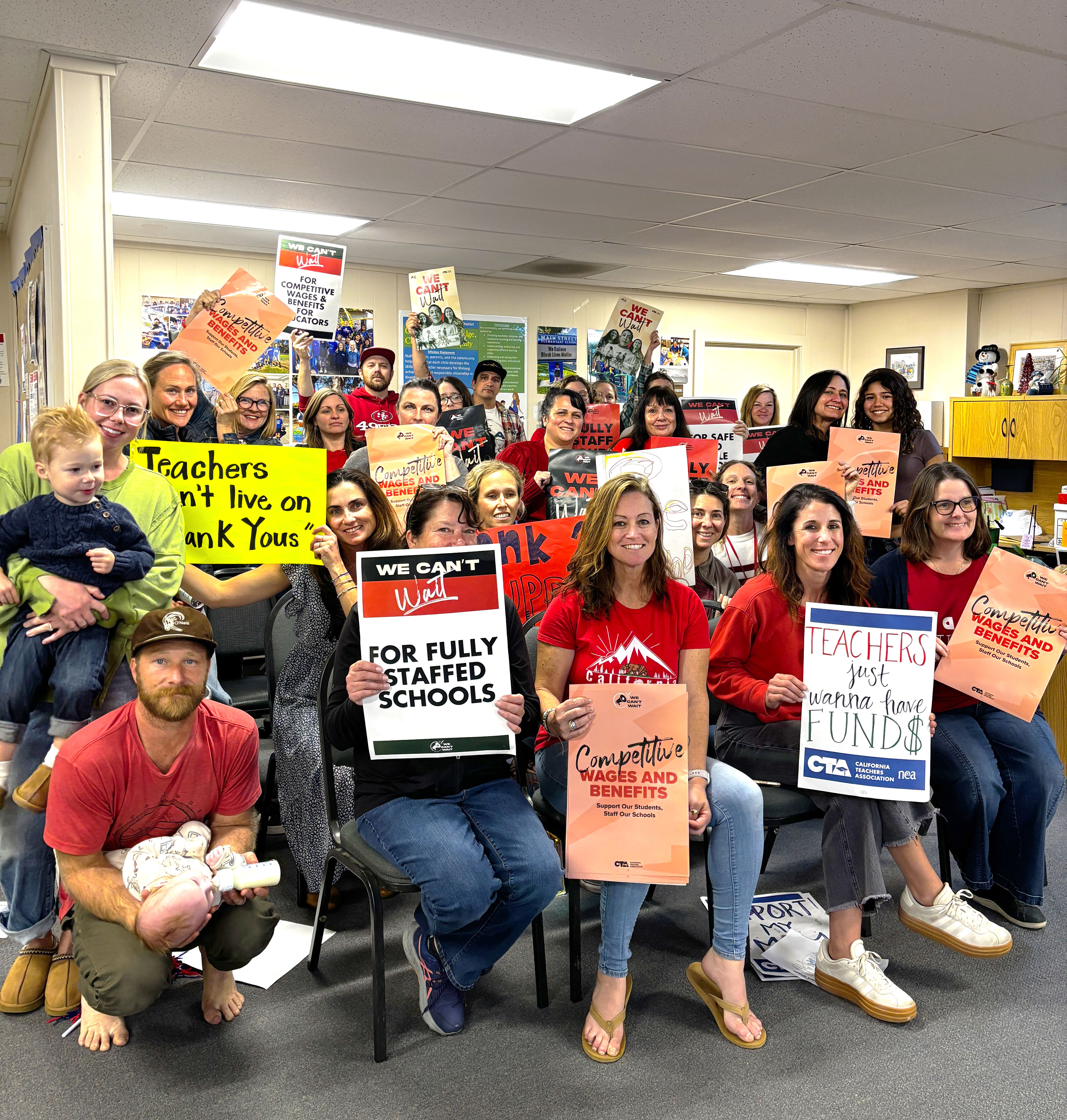 Soquel Education Assoc. members holding signs