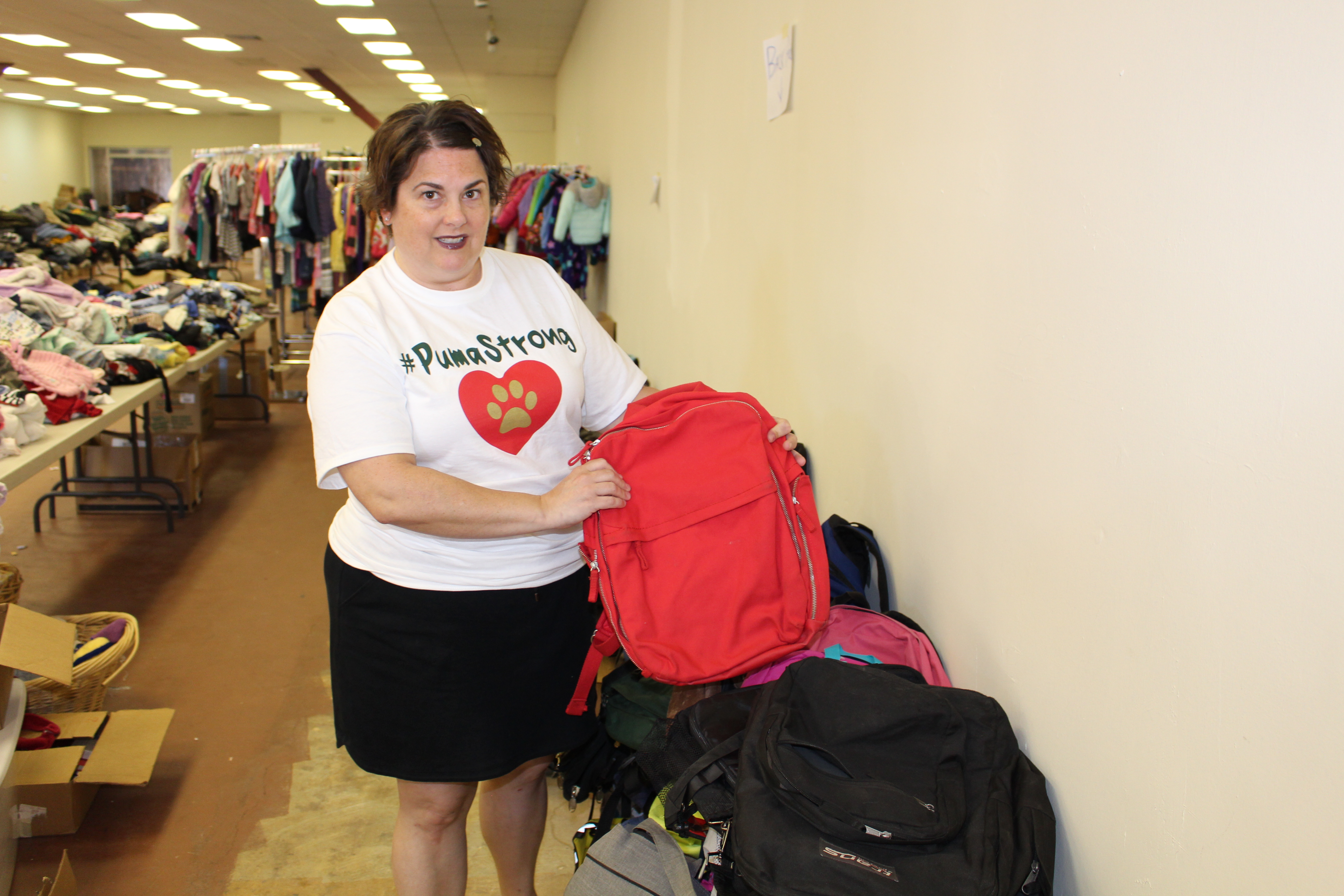 Santa Rosa Teachers Association Treasurer Margie BradyLong coordinated the distribution of 900 donated backpacks full of school supplies to students at 23 Santa Rosa City Schools district campuses
