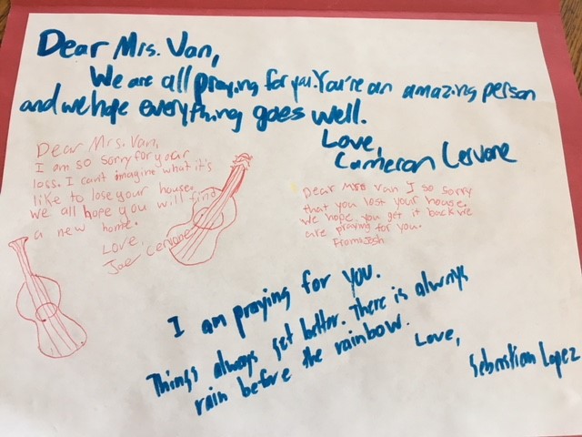 Second-grade teacher Lesley Van Dordrecht received inspirational notes from her former students who call her “Mrs. Van” at Mark West Elementary in Santa Rosa. (Photo courtesy of Lesley Van Dordrecht)