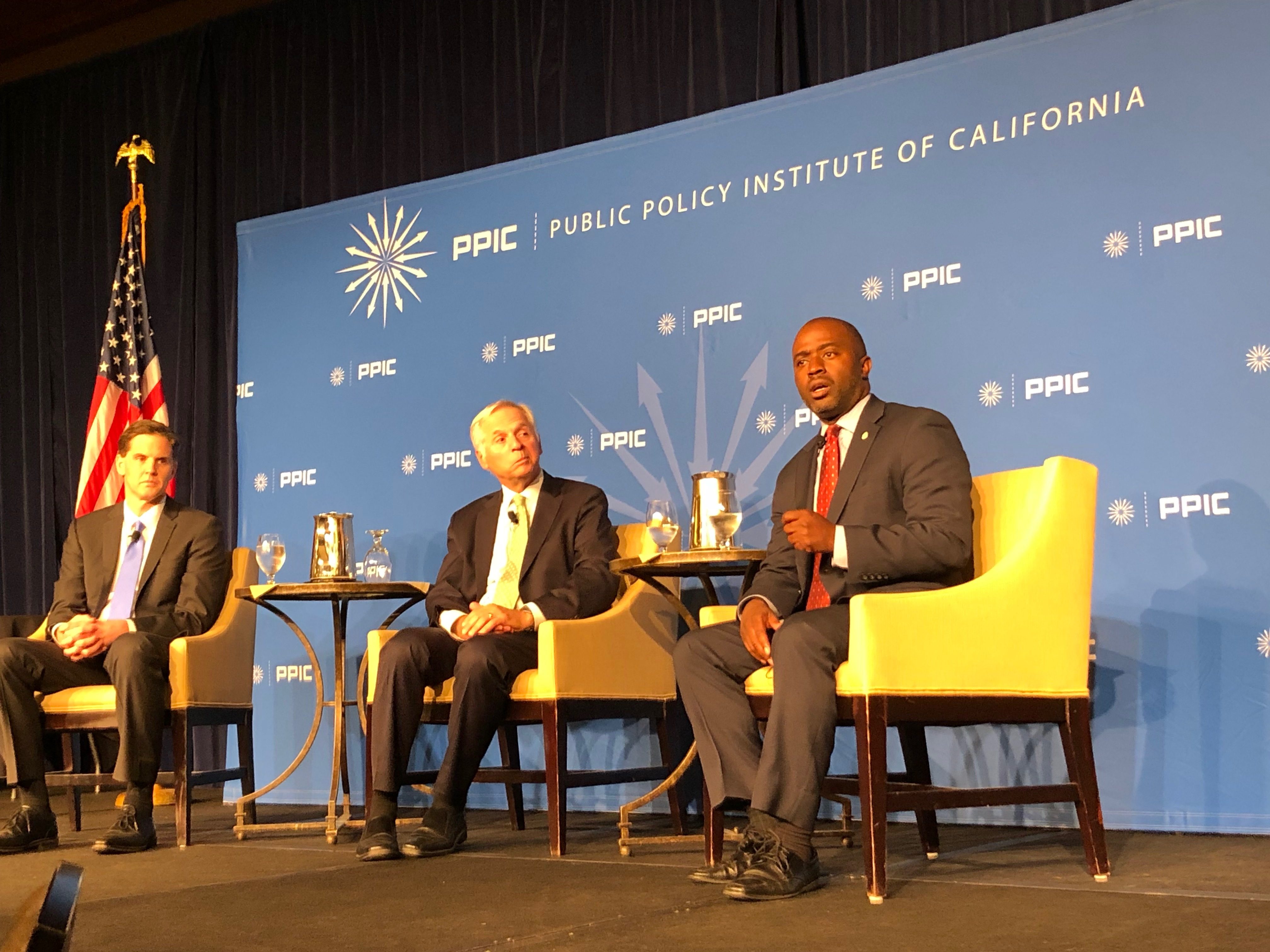 Tony Thurmond debates Marshall Tuck at PPIC debate moderated by Mark Baldassare