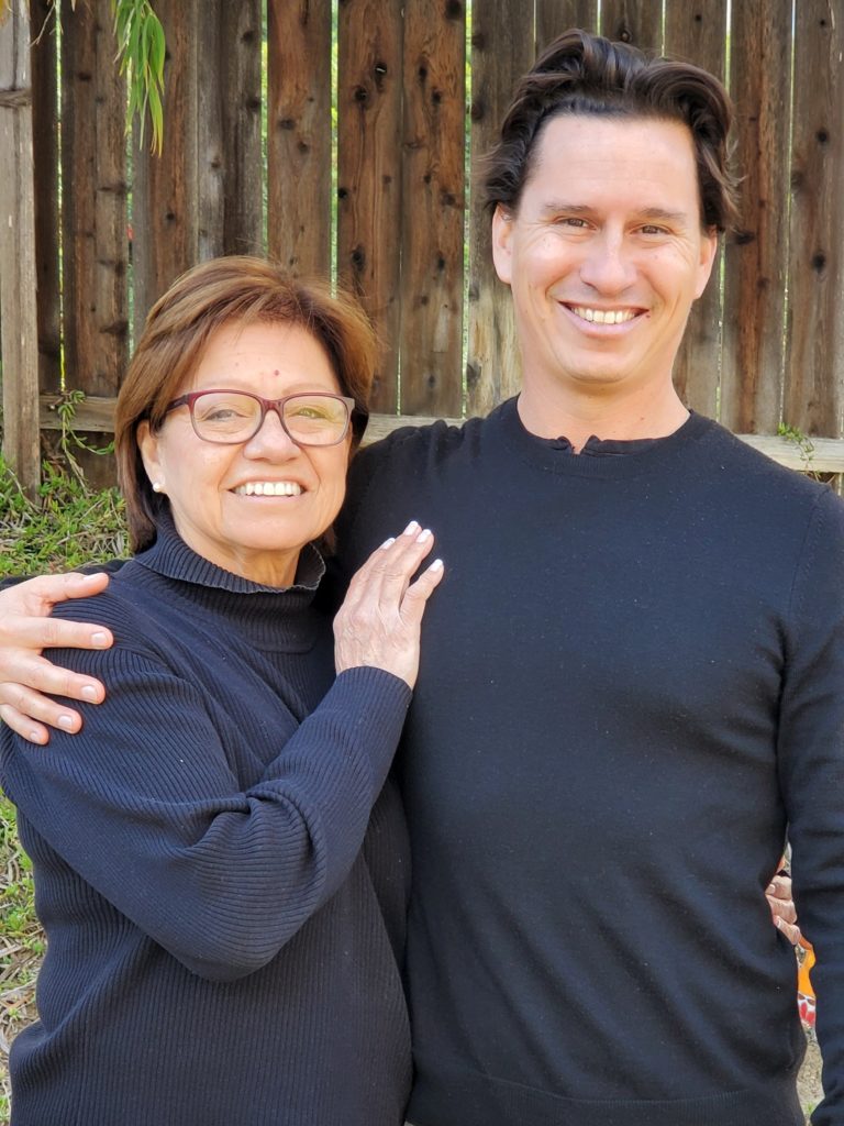 Yoga therapist Trevor Hawkins and his mother, teacher Marcie Madueño.